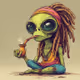 Smoking Alien Hippie