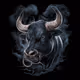 Menacing black bull head