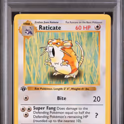 1999 #40 Raticate 1st Edition PSA 6 Game