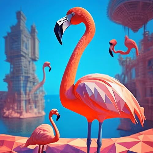Pixels Flamingos