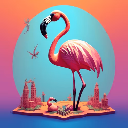 Pixels Flamingos