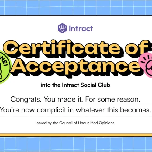 Intract Social Club Certificate