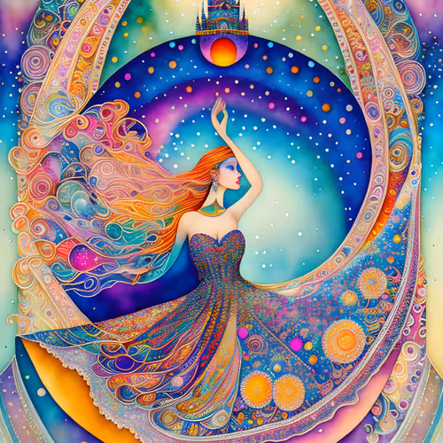 Cosmic Elegance Dance of Ethereal Realms