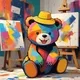 Doodles Bear with Abstract Art