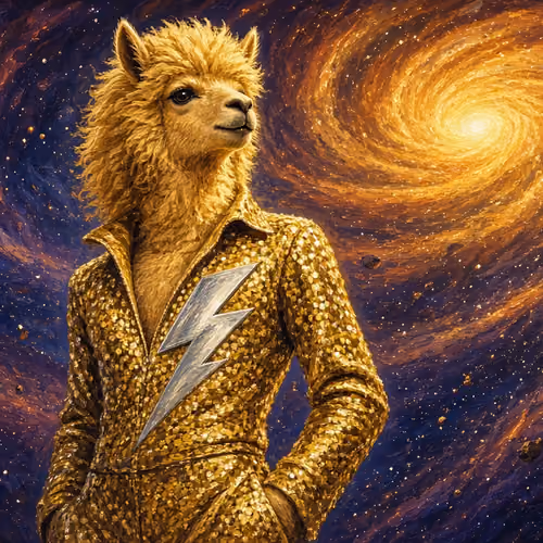 Stardust Alpaca #20 — Golden Galaxy Glam