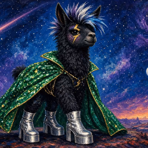 Stardust Alpaca #03 — Emerald Cape Nightfall