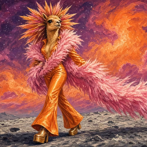 Stardust Alpaca #09 — Feather Boa Moonwalk