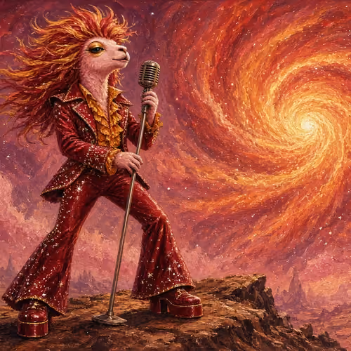 Stardust Alpaca #06 — Crimson Vortex Crooner