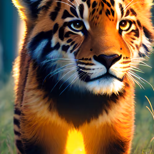Tiger Cub With Light