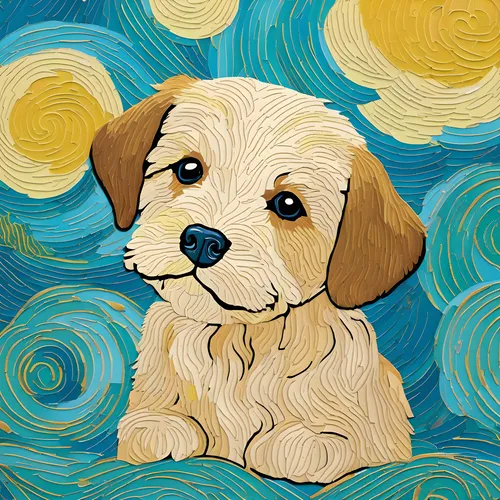 Dog Under The Starry Night