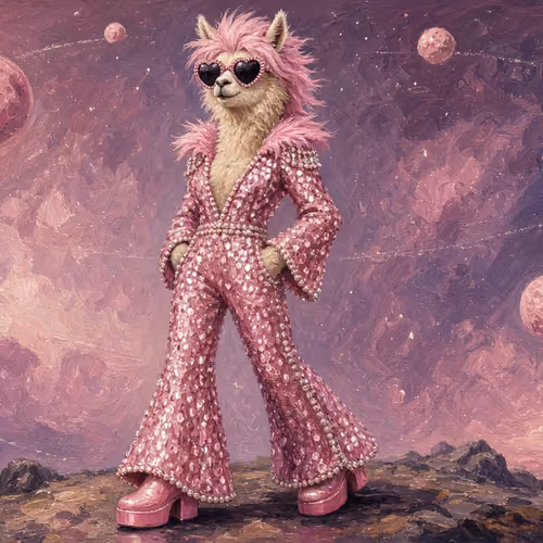 Stardust Alpaca #15 — Rose Planet Pin-Up