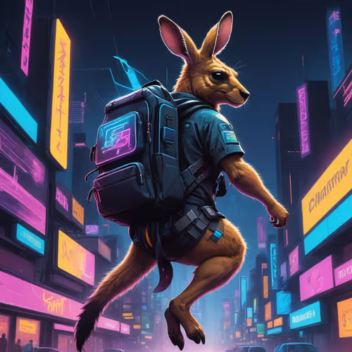 Cyberpunk courier kangaroo