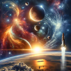 rocket space sun planet galaxy 3