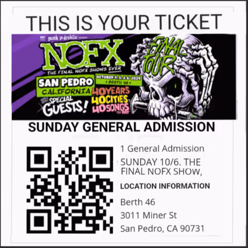 NOFX Ticket Stub 10/06/2024