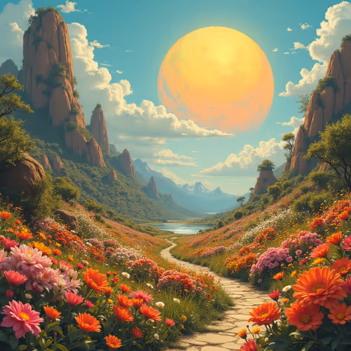 solarpunk utopia, flowers