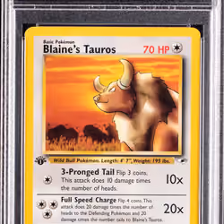 2000 #NA 2000 #64 Blaine's Tauros 1st Edition PSA 8 Gym Heroes Pokemon PSA 8