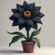pixelated black flower