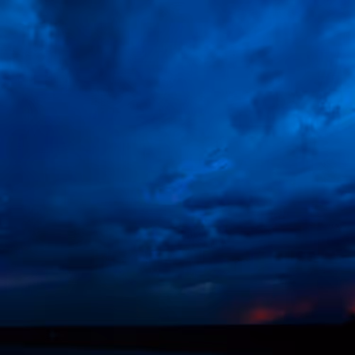 Lightning Storm And Sunset