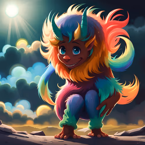 Fluffy rainbow monster #4 1