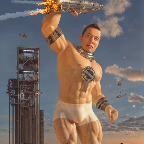 Elon Catching Rockets 2054 By Beepple