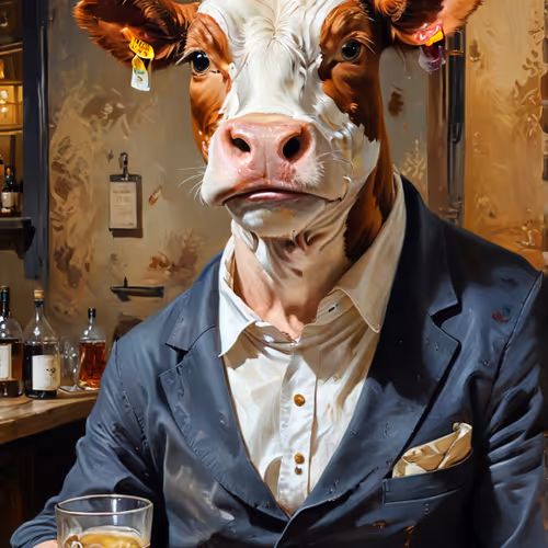 Cow with Beer