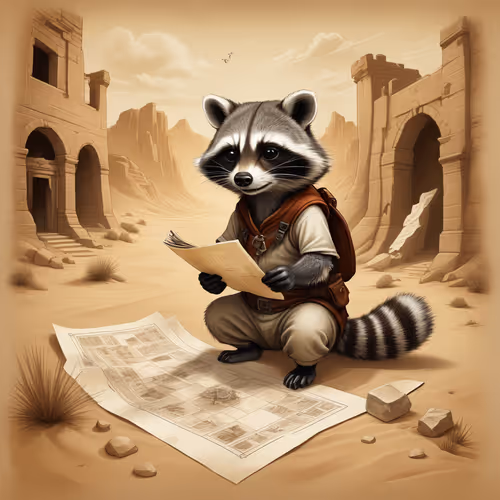 Adventurer raccoon unrolling