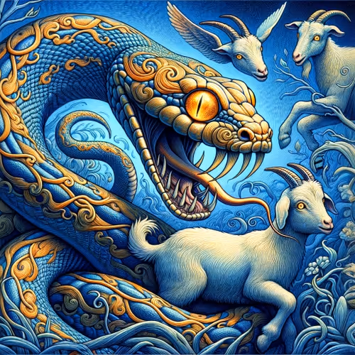 snake eating a goat