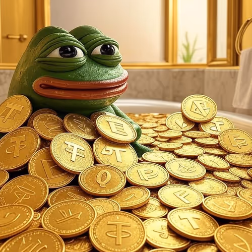 Goldcoin bathing pepe