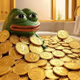 Goldcoin bathing pepe