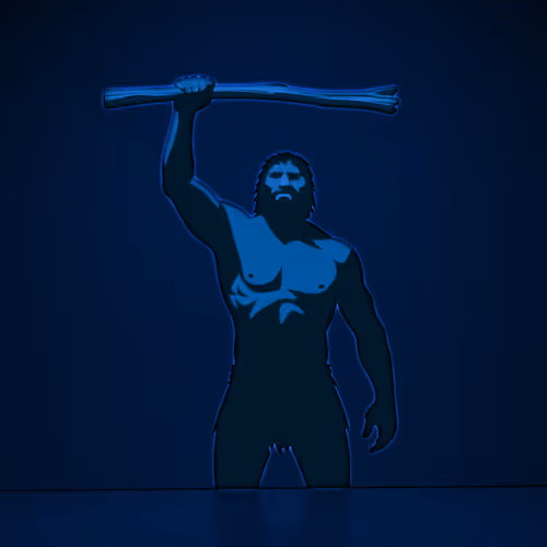 Based man with stick