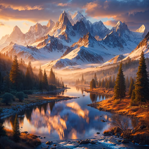 Sunrise over Mountains and Rivers R 1 #19