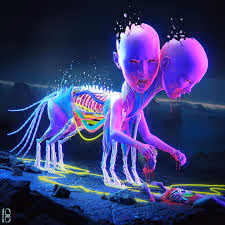 Trippy Human Headed Dog