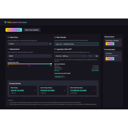 Nifty Island P2E Calculator - p2ecalculator.site