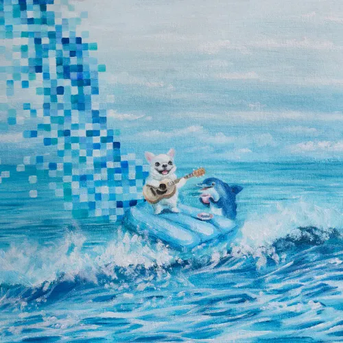on the wave