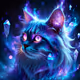 Cosmic Feline Celestial - A Luminescent Cat Amidst Prismatic Crystals