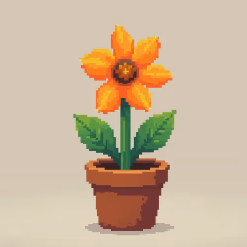 pixelated orange flower