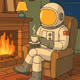 Astronaut by the Fireplace