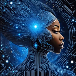 Firefly FOND NOIR ET BLEU CIRCUIT IMPRIME ELECTRONIQUE UNIVERS INFINI ETOILES MELANGE AVEC UNE TETE  (7)
