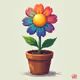 pixelated rainbow flower