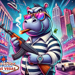 Hippo Gangster on the Streets of Vegas