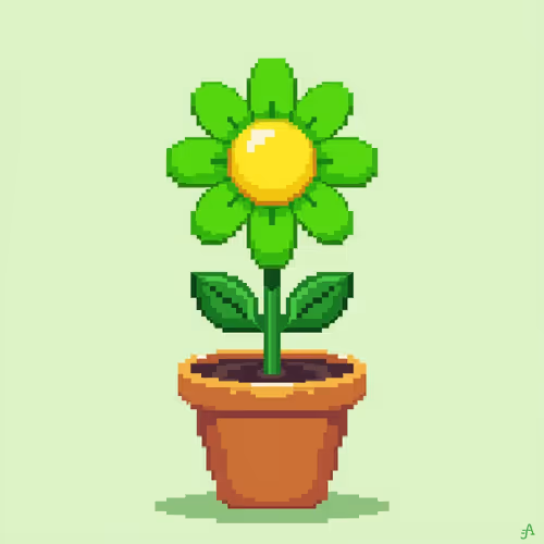 Pixelated Green flower