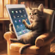 cat using an ipad