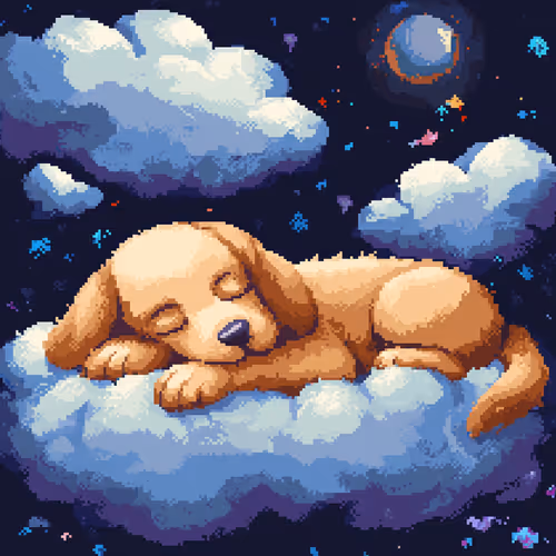 🐶Pixel Dog Laying on a Cloud🐶