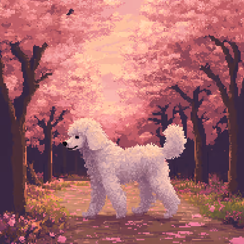 🐶Pixel Dog with a cherry blossom🐶