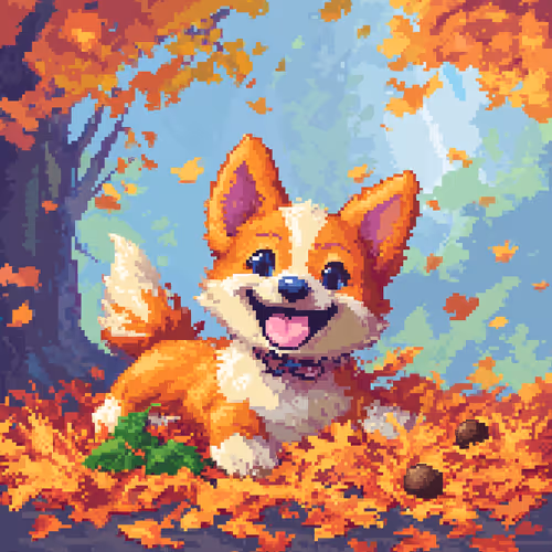 🐶Pixel Dog Playing in the leaves🐶