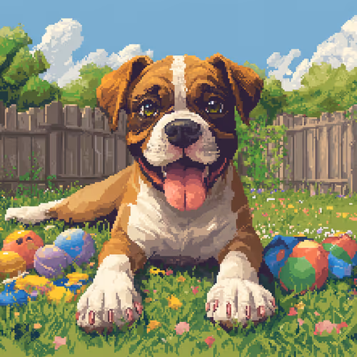 🐶Pixel Dog laying in the garden🐶
