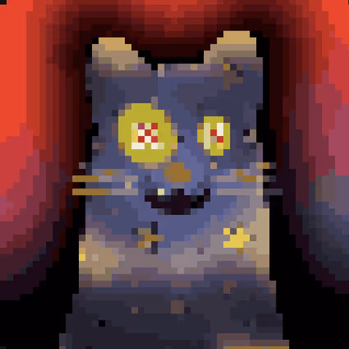 Pixel Quantum Cat (Red Sky) #1