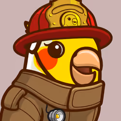 Birb NFT #657 Firefighter Red Helmet Brown Jacket