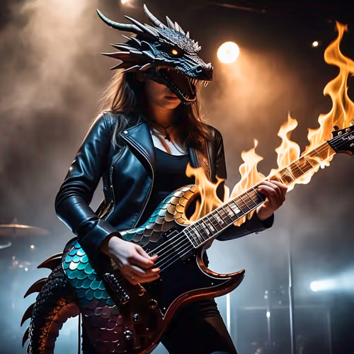 Dragon playing guitar