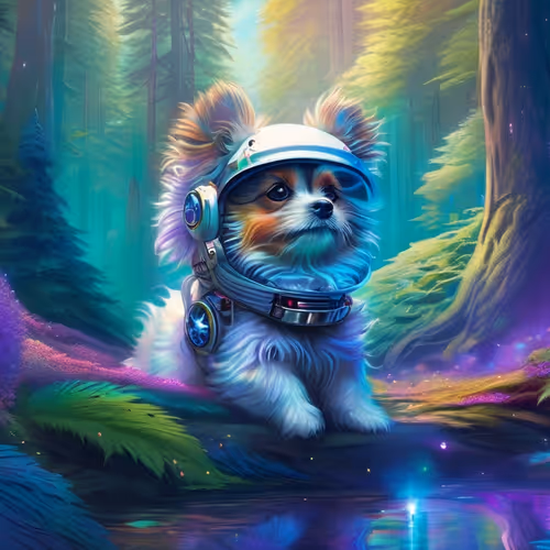 Astronaut fluffy puppy